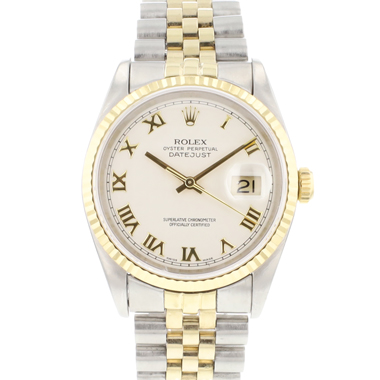 Rolex - Datejust 36 Steel Gold Jubilee Fluted White Pyramid Dial