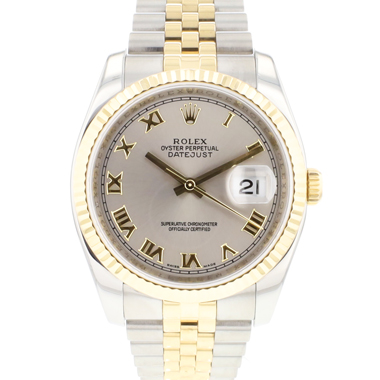 Rolex - Datejust 36 Steel Gold Jubilee Fluted Grey Roman Dial