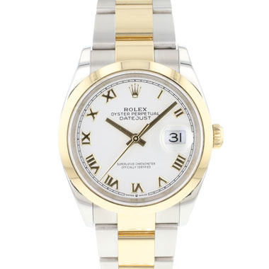 Rolex - Datejust 36 Steel Gold Oyster White Roman Dial