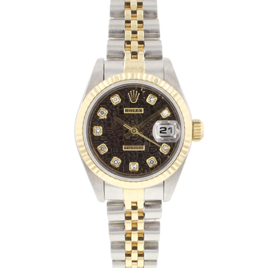 Rolex - Lady-Datejust 26 Jubilee Steel Gold Black Diamond Logo Dial