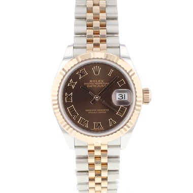 Rolex - Datejust 28 Steel Everose Gold Jubilee Fluted Choco Roman Dial