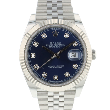 Rolex - Datejust 41 Jubilee Fluted Blue Factory Diamond Dial Like NEW