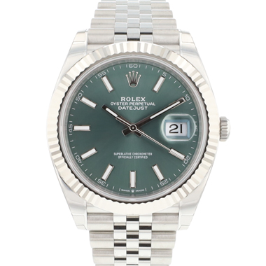 Rolex - Datejust 41 Jubilee Fluted Mint Green Dial FULL STICKERS NEW 2024