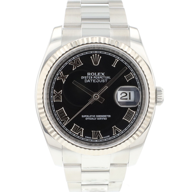 Rolex - Datejust 36 Oyster Fluted Black Roman Dial