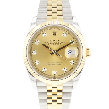 Rolex - Datejust 36 Steel Gold Jubilee Fluted Champagne Diamond Dial