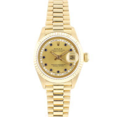 Rolex - Lady-Datejust 26 Yellow Gold President Champagne Diamond Dial