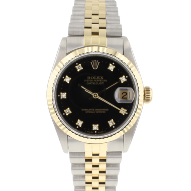 Rolex - Datejust 31MM Steel Gold Jubilee Fluted Black Diamond Dial