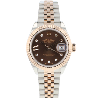 Rolex - Datejust Lady 28 Steel Everose Gold Fluted Choco Diamonds
