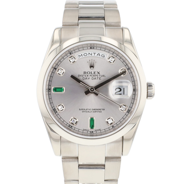 Rolex - Day-Date White Gold Silver Diamond Baguette Dial