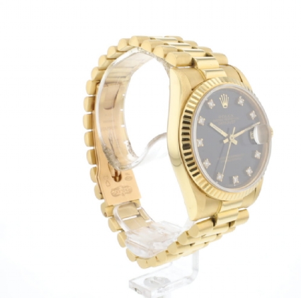 Datejust 31 Midsize President Yellow Gold Factory Black Diamond Dial