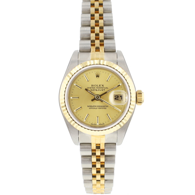 Rolex - Lady-Datejust 26 Jubilee Fluted Steel Gold Champagne Dial NEW '02