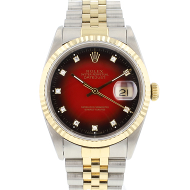 Rolex - Datejust 36 Steel Gold Jubilee Fluted Red Diamond Vignette Dial