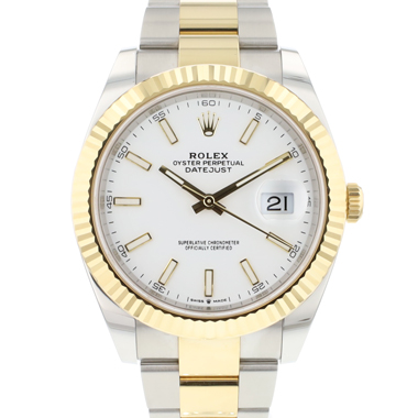 Rolex - Datejust 41 Steel Gold Oyster Fluted White Dial NEW 2023