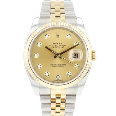 Rolex - Datejust 36 Steel Gold Jubilee Fluted Champagne Diamond Dial