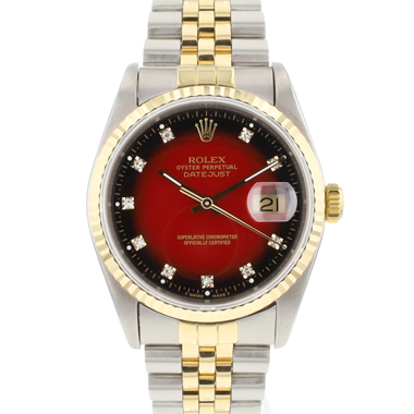 Rolex - Datejust 36 Steel Gold Jubilee Fluted Red Diamond Vignette Dial