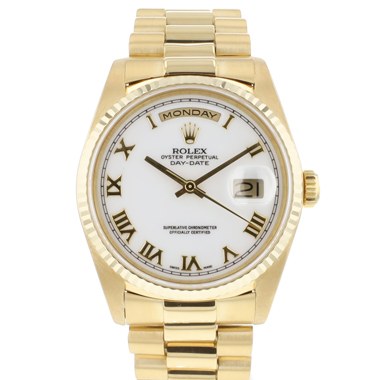 Rolex - Day-Date 36 Yellow Gold White Roman Dial