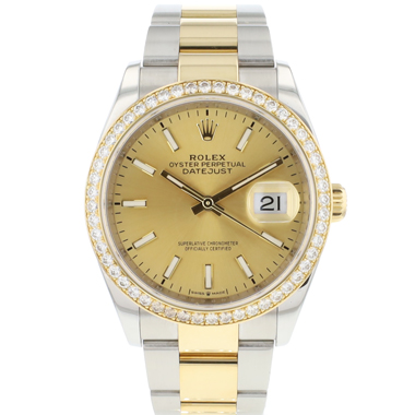 Rolex - Datejust 36 Steel Gold Jubilee Champagne Factory Diamond Bezel