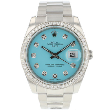 Rolex - Date 34 Steel Oyster Tiffany Diamond Dial 'Custom Made'