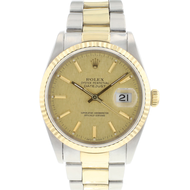 Rolex - Datejust 36 Oyster Fluted Steel Gold Linen Dial