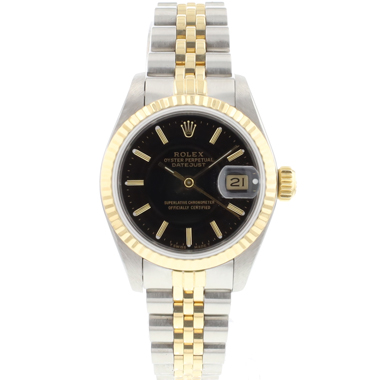 Rolex - Datejust 26 Steel Gold Jubilee Fluted Black Dial 'Service 2025'