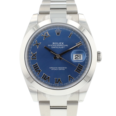 Rolex - Datejust 41 Steel Oyster Azzurro Blue Roman Dial NEW 2025