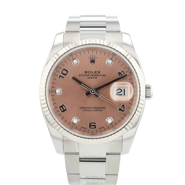 Rolex - Date 34MM Fluted Pink Diamond Dial