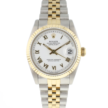 Rolex - Datejust 31MM Steel Gold Jubilee Fluted White Roman Dial