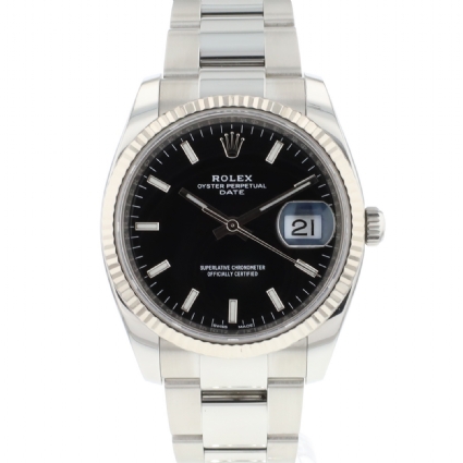 Date 34 Oyster Fluted Black Dial