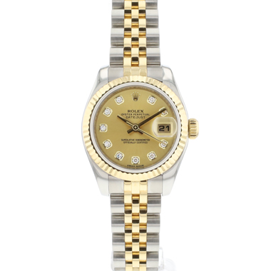 Rolex - Lady-Datejust 26 Jubilee Fluted Steel Gold Champagne Diamond Dial