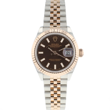 Rolex - Lady Datejust 28 Steel Everose Gold Fluted Choco Dial