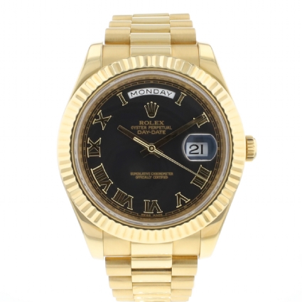 Day-Date II Yellow Gold Black Roman Dial