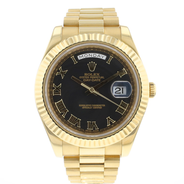 Rolex - Day-Date II Yellow Gold Black Roman Dial