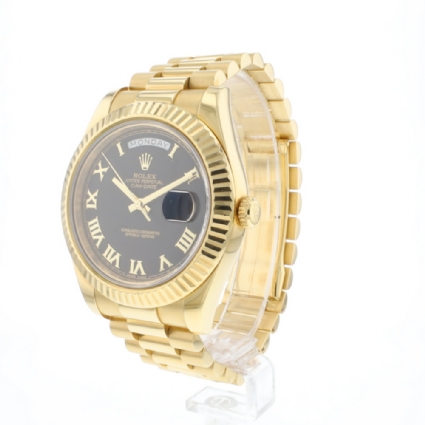 Day-Date II Yellow Gold Black Roman Dial