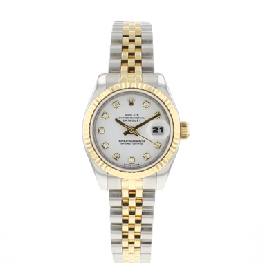 Rolex - Lady-Datejust 26 Jubilee Fluted Steel Gold White Diamond Dial