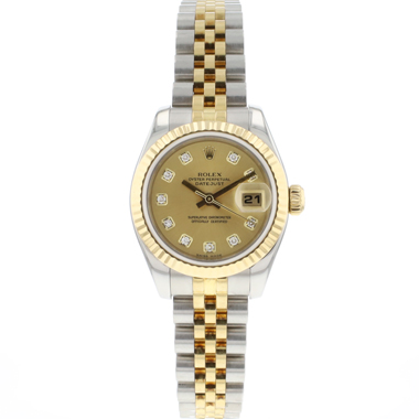 Rolex - Lady-Datejust 26 Jubilee Fluted Steel Gold Champagne Diamond Dial