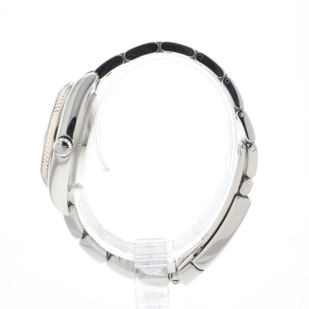 Date 34 Oyster Fluted Factory Diamond Arabic Black Dial