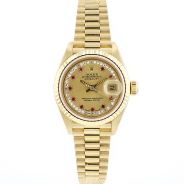 Rolex - Lady-Datejust 26 Yellow Gold President Ruby Diamond Dial