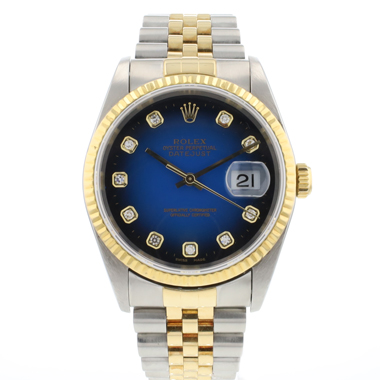 Rolex - Datejust 36 Steel Gold Jubilee Fluted Blue Vignette Diamond Dial