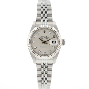 Rolex - Datejust 26 Steel Jubilee Fluted Silver Diamond Dial