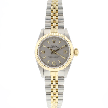 Rolex - Oyster Perpetual Lady Jubilee Fluted 26 MM Steel / Gold Grey Dial Service '25