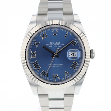 Rolex - Datejust 41 Fluted Oyster Azzuro Blue Roman Dial
