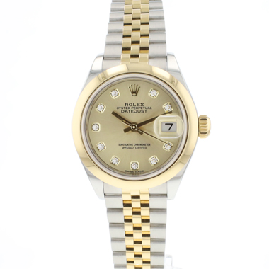 Rolex - Lady-Datejust 28 Steel / Gold Jubilee Smooth Champagne Diamond Dial