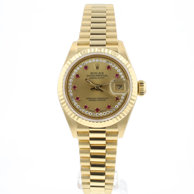 Rolex - Lady-Datejust 26 Yellow Gold President Ruby Diamond Dial