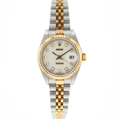 Rolex - Lady-Datejust 26 Jubilee Fluted Steel Gold White Diamond Logo Dial