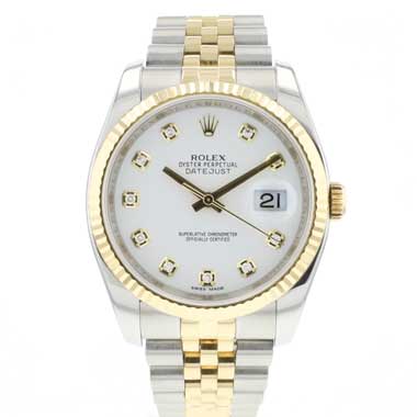 Rolex - Datejust 36 Steel Gold Jubilee Fluted White Diamond Dial