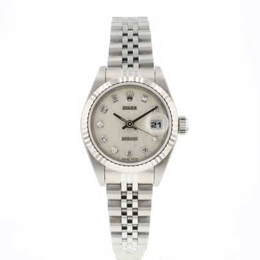 Rolex - Datejust 26 Steel Jubilee Fluted White Diamond Logo Dial