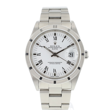 Rolex - Date 34MM Steel White Roman Dial