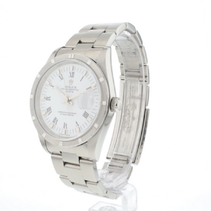 Date 34MM Steel White Roman Dial