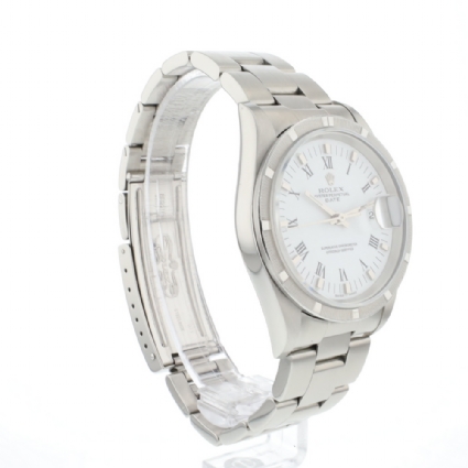 Date 34MM Steel White Roman Dial