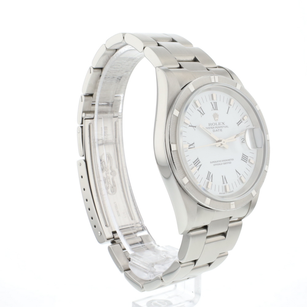 Date 34MM Steel White Roman Dial